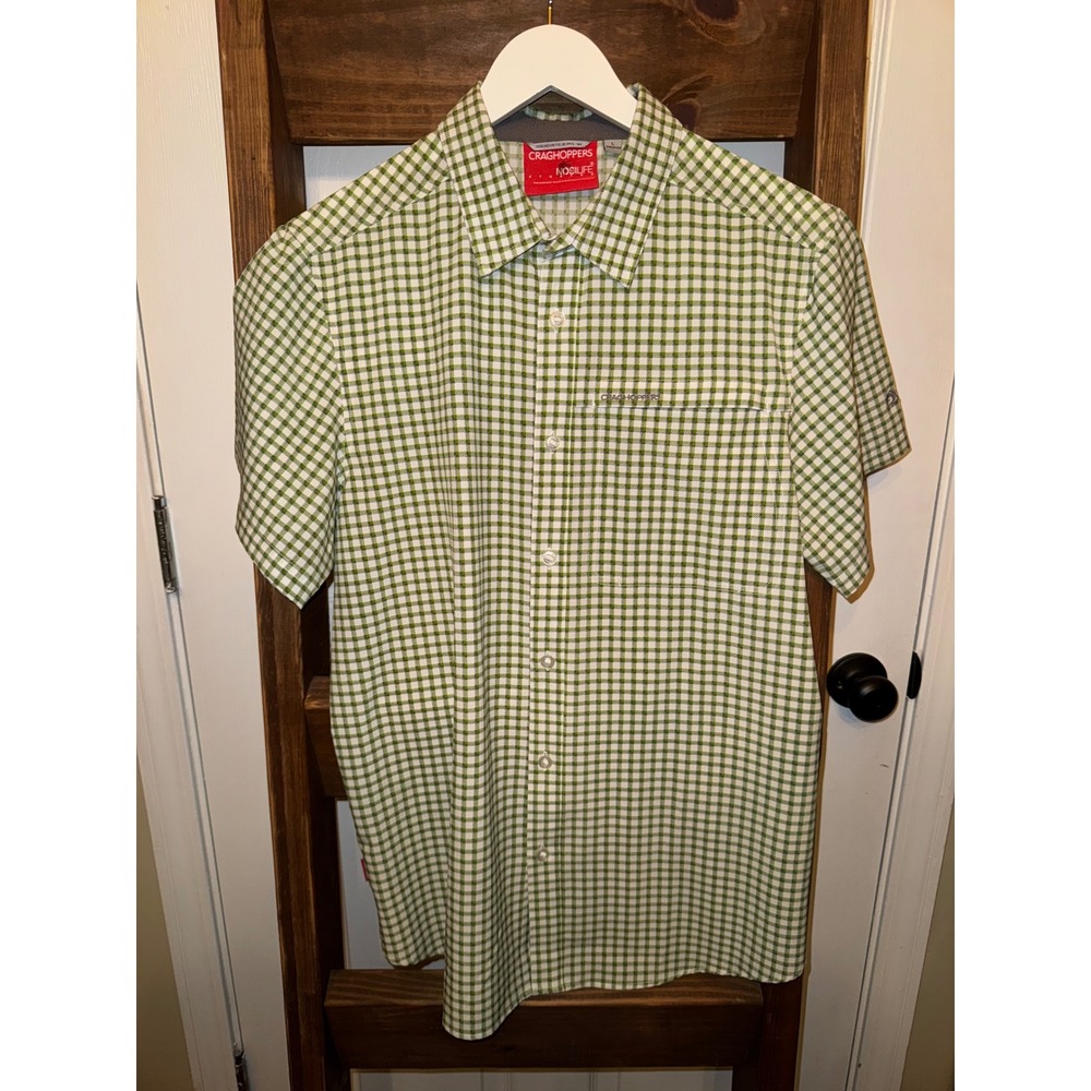 Craghoppers NosiLife Mens Gingham Button Up‎ Shirt L Permanent Insect Repellent